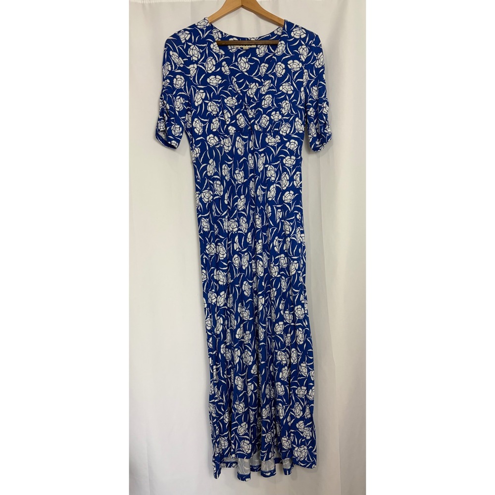 Boden Blue Floral Maxi Teacher Dress Office Casual Jersey‎ US 8R Comfy
